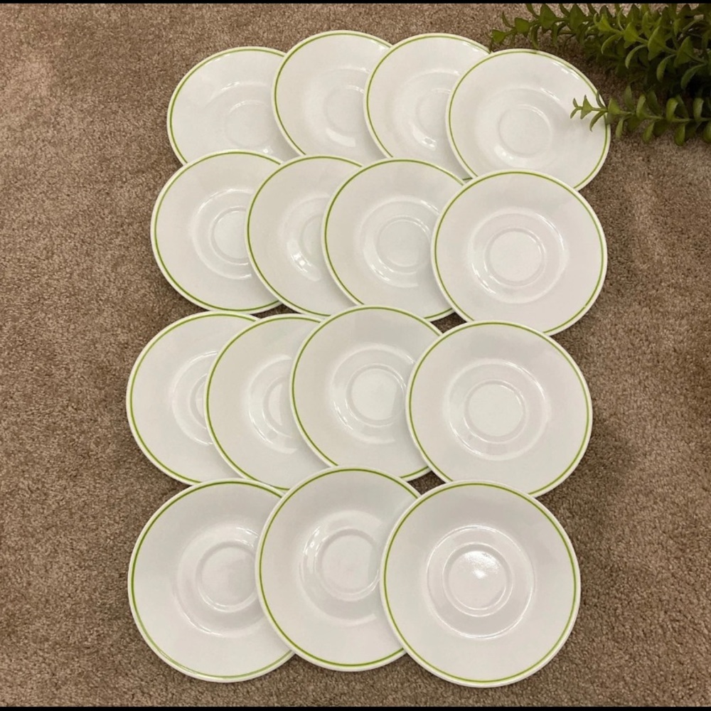 Set of 15 Corelle Saucers Plates White Green Expressions Meadow Wildflower